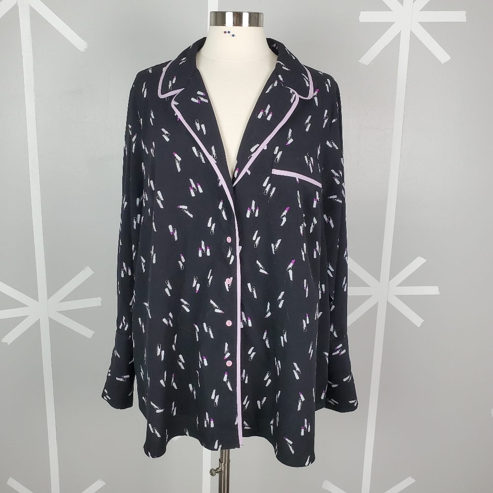 Plus Size 20 Lipstick Print Sleep Blouse